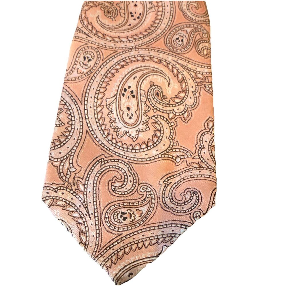 Merona Men’s Pink Beige Brown Paisley Pointed Tie Necktie